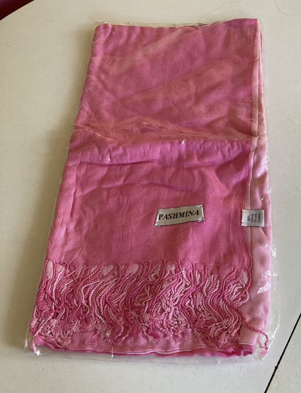 Pink 100% SILK PASHMINA SCARF 28x68”