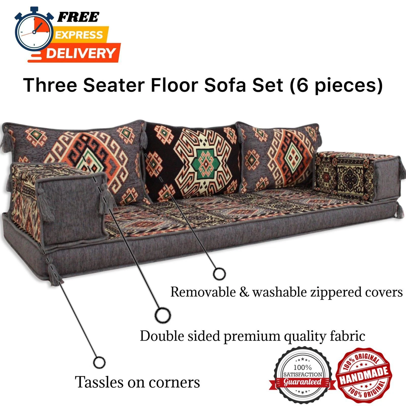 Arabic Majlis Sofa, Arabic Floor Seating, Loveseat, Bench Cushion, Moroccan Sofa