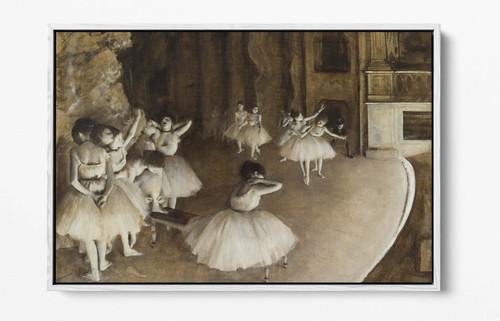 EDGAR DEGAS, BALLETTPROBE AUF DER BÜHNE - SCHWEBEREFFEKT GERAHMTER LEINWANDKUNSTDRUCK - Bild 8 von 12