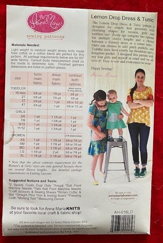 Anna Maria sewing patterns Lemon Drop Dress & Tunic for women, girls & toddlers - Picture 2 of 4
