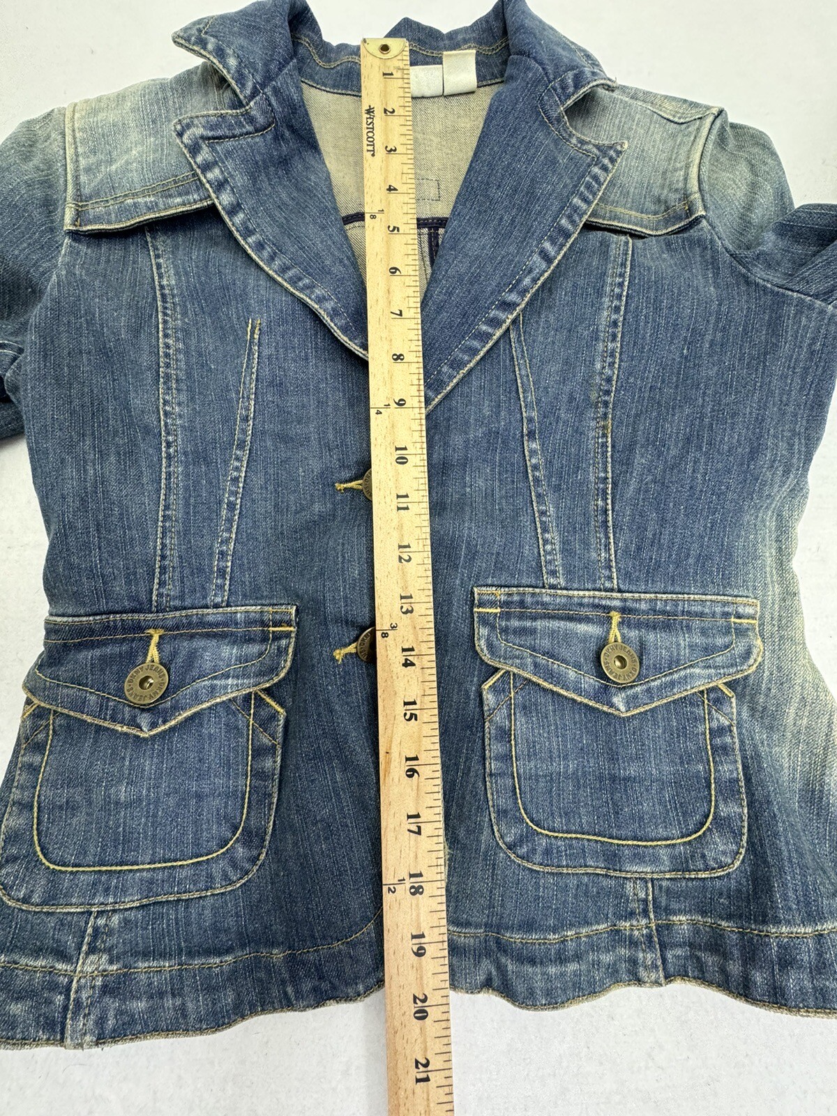 DKNY Denim Jacket Button Distressed Medium Woman’… - image 2