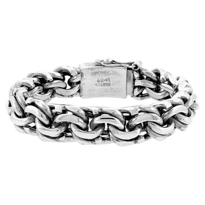 925 Sterling Silver Garibaldi Link Bracelet for Gentlemen 13mm, 8'' to 8.5''