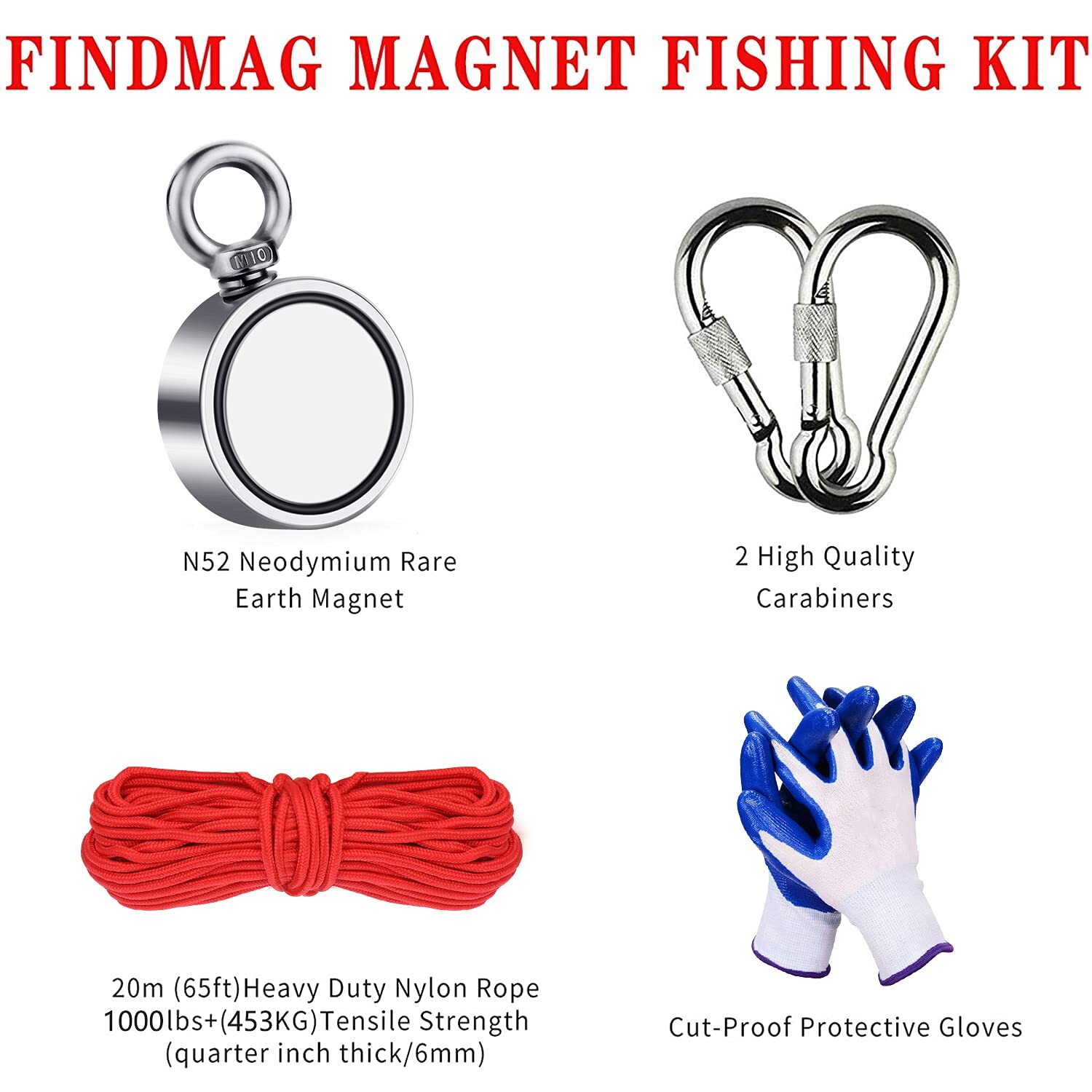 Fishing Kit with Rope 1000 lb(454 kg) Pulling Force Double Sided