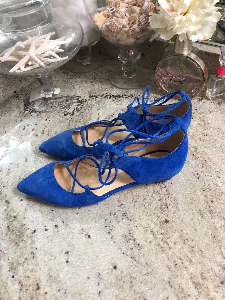 Ivanka Trump Tavyn Pisos Azul Real Gamuza 6 1/2 Mujeres Gladiador Correas Con Cordones Foto 2 de 4