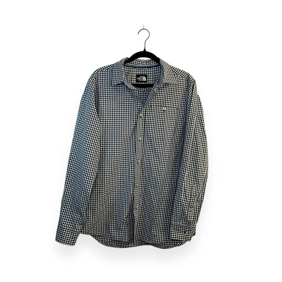 The North Face Men's Buttonwood Long Sleeve Plaid Shirt in Black/White Size M - Image 2 of 4