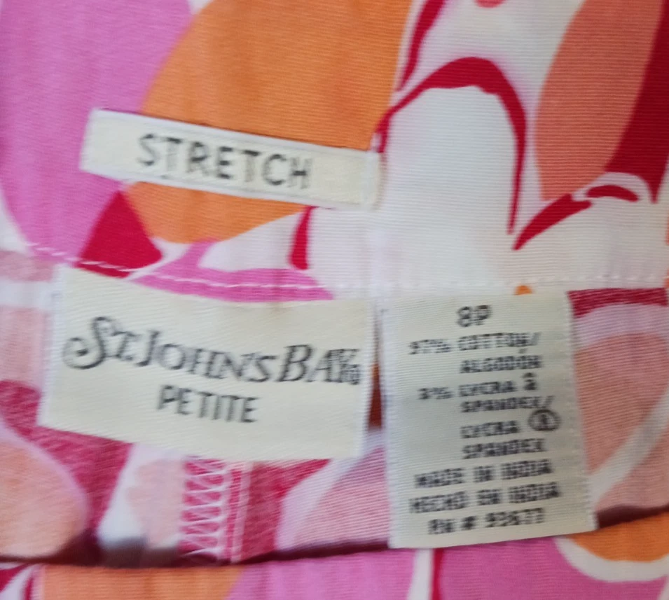 Falda St Johns Bay Petite Mujer 8P Elastizada Rosa Naranja Blanco Floral Cómoda Foto 4 de 4