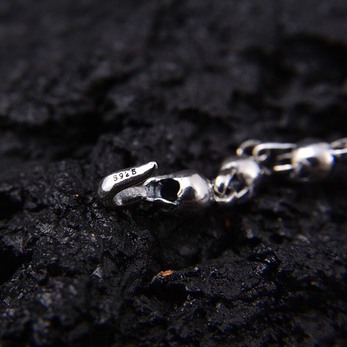 Real Solid 925 Sterling Silver 5MM Necklace Full Skull Chain Jewelry 18" -28" - Picture 4 of 4