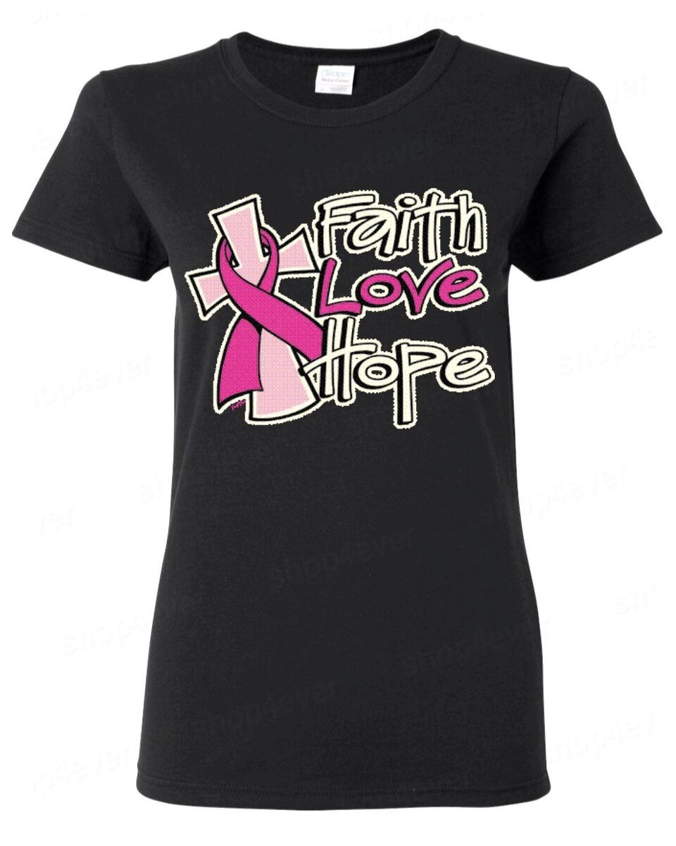 Support Breast Cancer Awareness T-Shirt Faith Fight Hope Tee