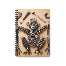 Spiral Notebook Ruled Line Monkey Constructed of Tools Design 12, Gift