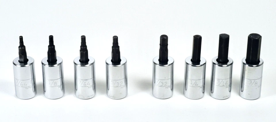 ALLEN 9 Piece 3/8 Inch Drive Allen Bit-Lok Socket Set SAE 56370 - MISSING 3/16" - Image 3 of 4