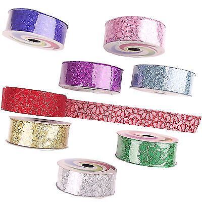 8 Rollen 25 mm Glitzer Organzaband!  Großhandel Restposten