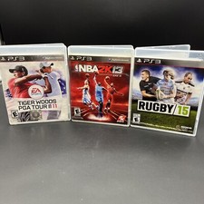 Tiger Woods PGA Tour 11, NBA 2K13, Rugby 15 (3 Sony PlayStation PS 3 Games)
