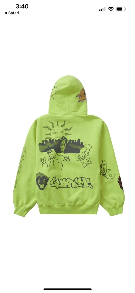 SUPREME * ANDRE THOMPSON SUNRISE HOODED SWEATSHIRT 'ACID GREEN' SIZE SMALL