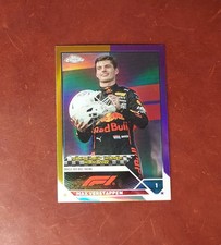 2023 F1 Topps Chrome Max Verstappen #148 Gold Purple Refractor SP Miami GP Win