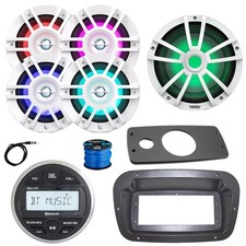 JBL Marine Radio, Spa Bezel,Adapter,ANT, LED Sub, 4x 6.5" 300W LED White Speaker