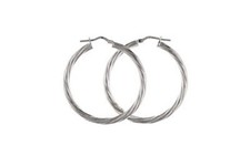 Silver Hoop Creole Earrings 925 Hallmark 26mm