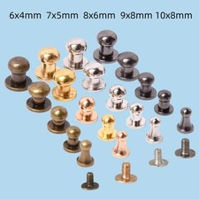 10 Set 6/7/8/9/10mm Solid Brass sam brown browne Button Screw Studs Round Rivets