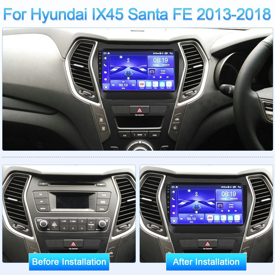 Android 13 CAR RADIO GPS STEREO NAVI FOR HYUNDAI SANTA FE SPORT IX45 2013-2018 - Image 2 of 4
