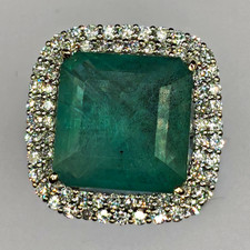15ct certified emerald and 2ct natural diamond ring set in 18ct gold