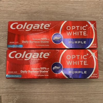 Lot of 2 COLGATE Optic White Advanced 4.5z Toothpaste PURPLE