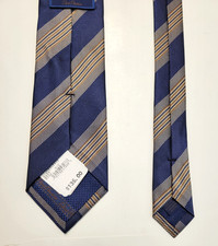 NEW $135 David Donahue Men Neck Tie 100% SILK Blue Brown Beige Striped USA MADE