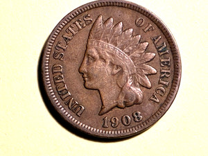 Very Rare, 1908 S Indian Head Penny, Low Mintage, Fine to Very Fine Condition