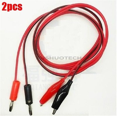 2Pcs Red/Black Banana Plug To   Clip Line Test Line used Ic ne *yt