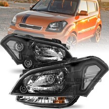 For 2010-2011 Kia Soul Black Headlights Headlamps Halogen Set Leftright Side