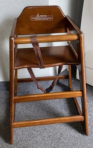 Thunder Group Walnut Finish Wood High Chair w/ Safety Harness Strap