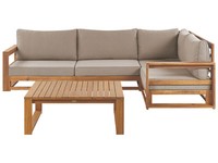 Lounge Set Linksseitig Zertifiziertes Akazienholz Heller Holzfarbton Timor Ii