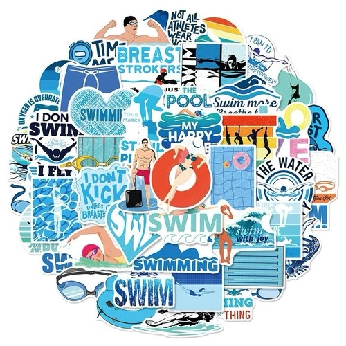 25Pcs Random Funny Swimming Waterproof Stickers