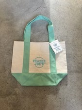 Trader Joe  s Mini Mint Geen Pastel Canvas Tote Bag New Tag RARE