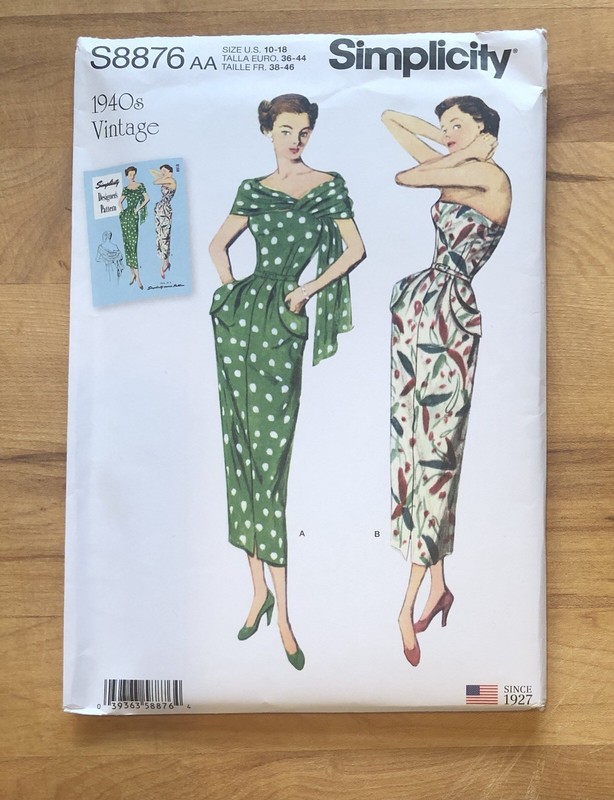 Simplicity 8876 Vintage 1940s Dress Sewing Pattern Size AA (10-18) UNCUT FF