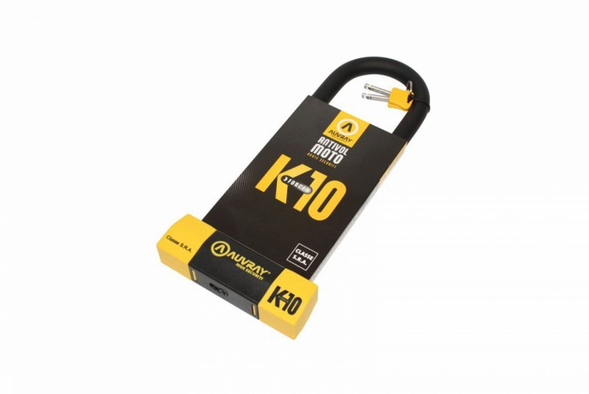 Antivol U Auvray K10 85x310mm avec anse de 18mm classe SRA pour moto
