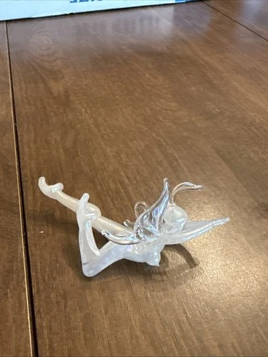 Blown Glass Art Glass Fairy Frosted And Clear 3.5” Long Set Of 2