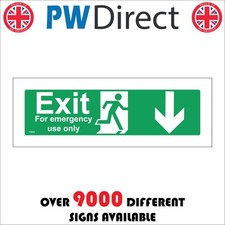 SIGN Exit For Emergency Use Only Down Arrow Running Man Escape Route FS023A