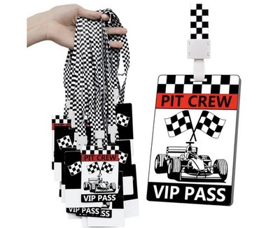 25 Sets Racing VIP Pass Cards with Checkered Lanyards Bulk PVC VIP Pass Cards Br