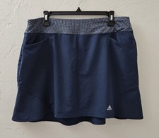 Adidas Sport Skort Navy Blue Stretch Pockets Golf Tennis Skirt Womens Size Large