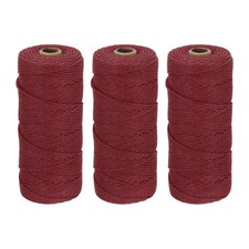 3 Pack 2mm x 186 Yard Wine Red Natural Cotton Macrame Rope, 2 Strands