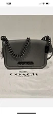 Coach “Swagger “Glovetanned Gray Leather Gunmetal Chain Shoulder Bag NWT $450