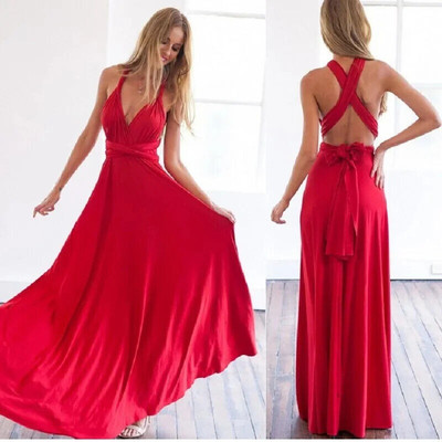 Sexy Fashion BandageLong Dresses Women Girl Summer Female Red Long Dresses