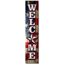 Spoontiques Americana Welcome Porch Sign Entryway Decoration 8" W x40" H NEW