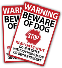 Beware of Dog Signs 2 Pack,Warning Tin Sign Beware of Dog for Fence,Do Not Enter