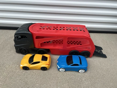 Little Tikes Big Car Carrier Semi Hauler With Cars Black Red