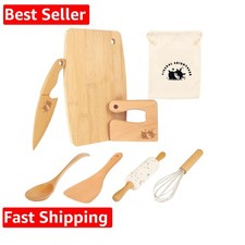 and Kids Baking Set for Real Cooking, 8 PCS Toddler Montessori Kitchen Tools,...