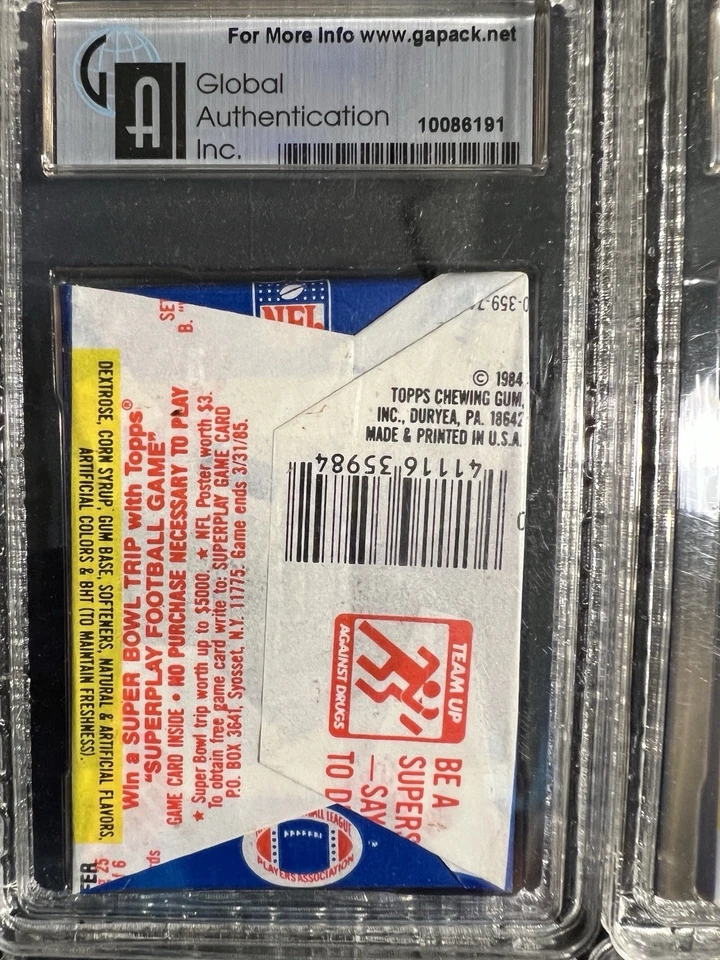 1984 Topps Football Wax Pack GAI 8.5 Elway, Marino Rookie RC? FROM A SEALED CASE - Image 4 of 4