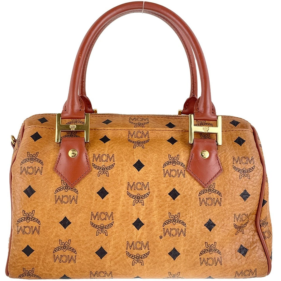 MCM Visetos Cuero PVC Tela Marrón Bolso 3530 - Imagen 3 de 4