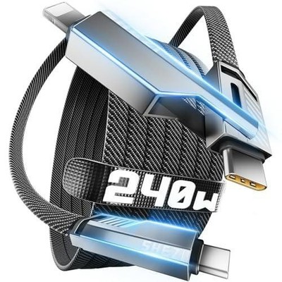 SHEZI 2-in-1 USB-C  Cable 5FT 240W USB C to USBC Cable Fast Charging