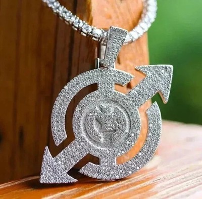 3ct Round Cut Moissanite Pendant Charm Men Hip Hop Rapper Bling 14k Gold Plated