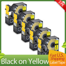 5PK Black on Yellow Tapes 45808 3/4" For DYMO D1 LabelWriter 450 DUO 3M PL150